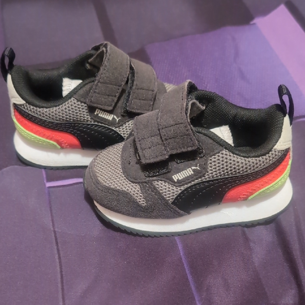 Puma Kids' Charcoal and Neon Sneakers